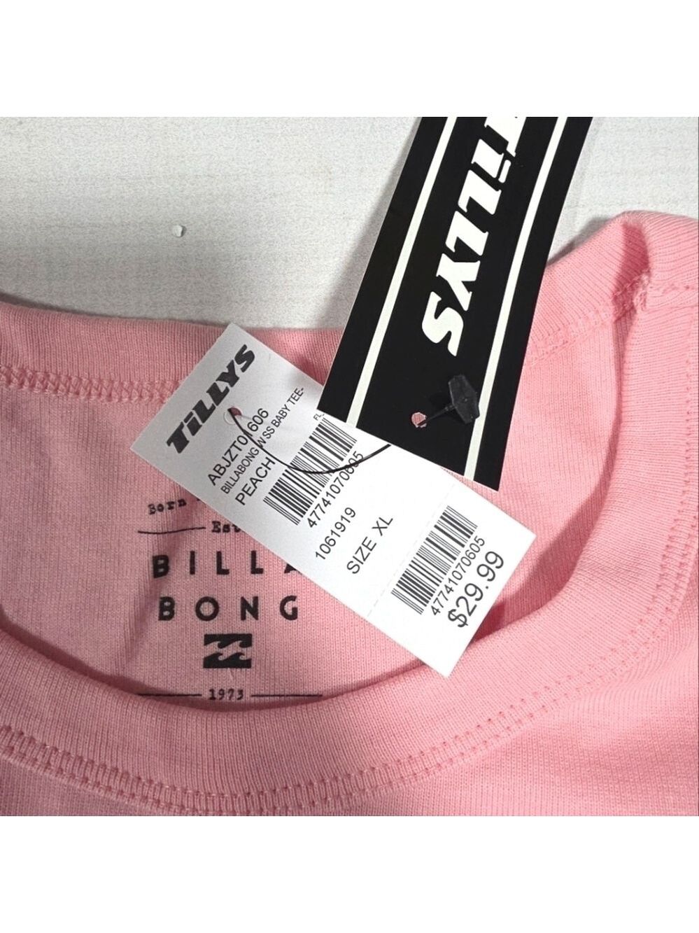 Billabong Take A Sun Trip Peachy Pink Baby Tee XL - New With Tags - Picture 4 of 9